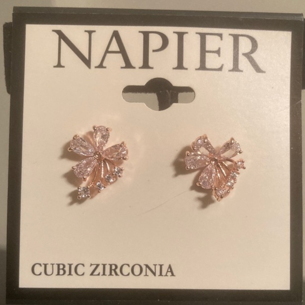Napier Pink Floral Cubic Zirconia Earrings